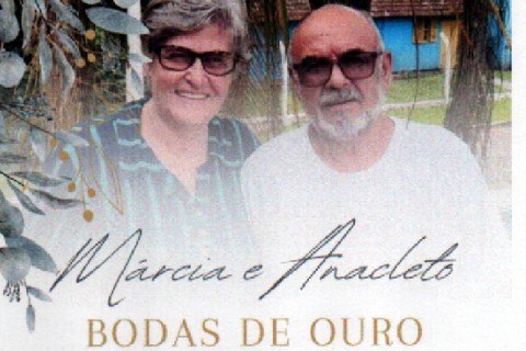 Comemoração do casal Marcia e Anacleto em Bodas de Ouro, 50 anos de muito amor