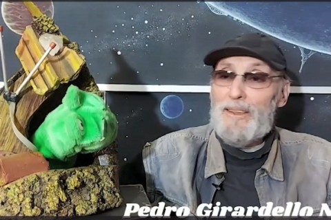 Artista Plástico Pedro Girardello Neto entrevista seu próprio mascote, o "Sapo Xodó"